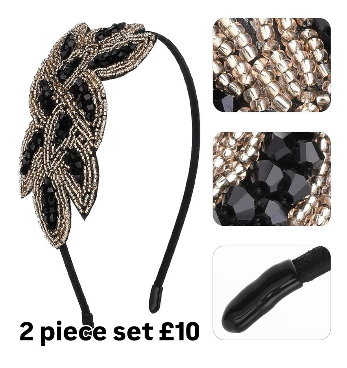 2 piece head band set fully embroidered