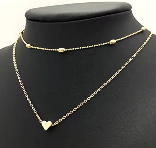 New Heart Pendant Choker Necklaces for Women Collares Minimalist Jewelry Double Layer