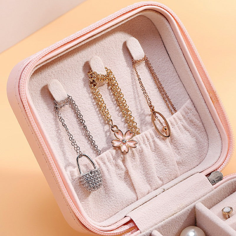 Single Layer Simple Storage Jewelry Box Earrings Rings Leather Jewelry Box