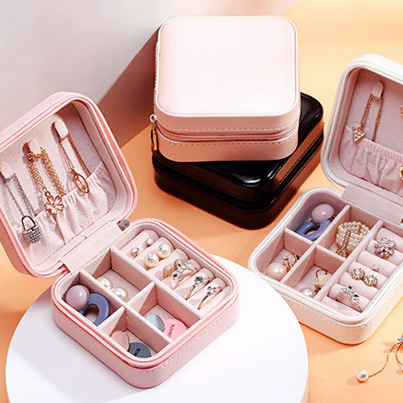 Single Layer Simple Storage Jewelry Box Earrings Rings Leather Jewelry Box