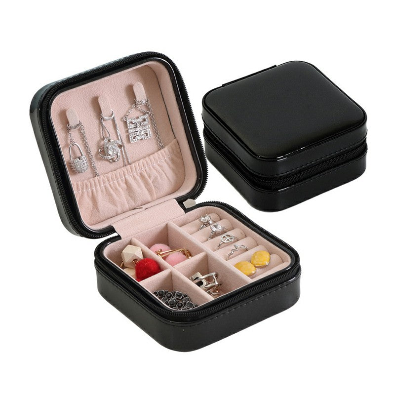 Single Layer Simple Storage Jewelry Box Earrings Rings Leather Jewelry Box