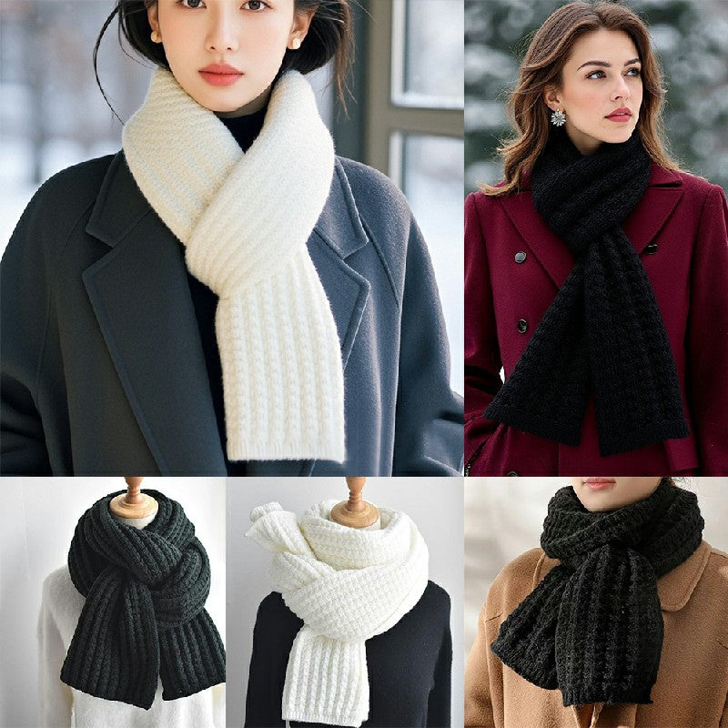 Scarf Women Winter Versatile Solid Color Thickened Woolen Knitted Scarf