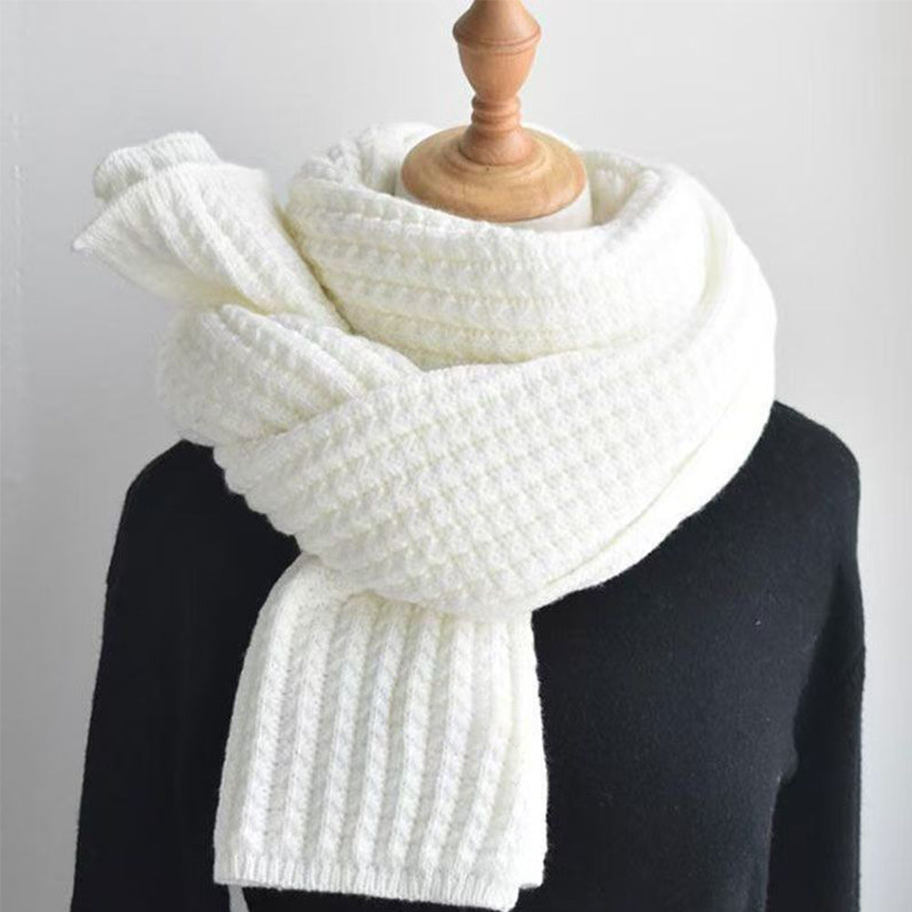 Scarf Women Winter Versatile Solid Color Thickened Woolen Knitted Scarf